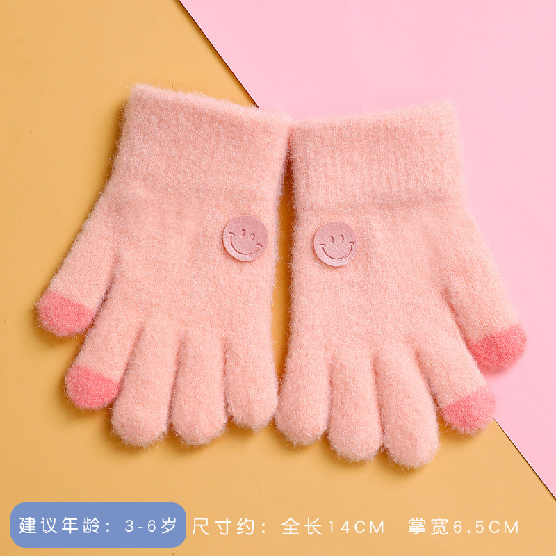 儿童五指手套冬季男女童分指保暖手套中大童卡通毛绒加厚防冻手套|undefined