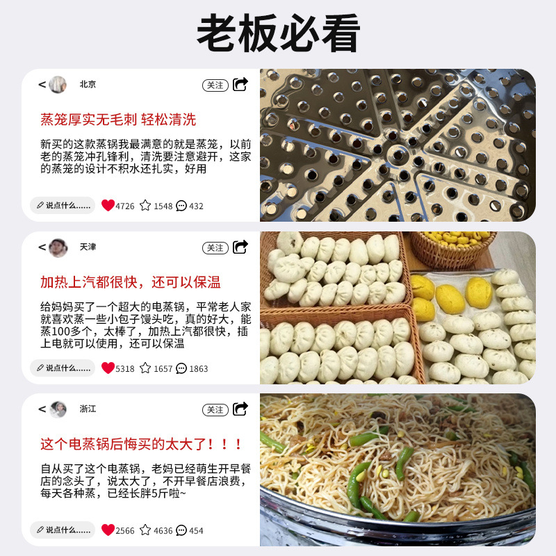 vapor eléctrico multifuncional de acero inoxidable 304 doméstico de tres capas vapor eléctrico automático de gran capacidad comercial pan al vapor