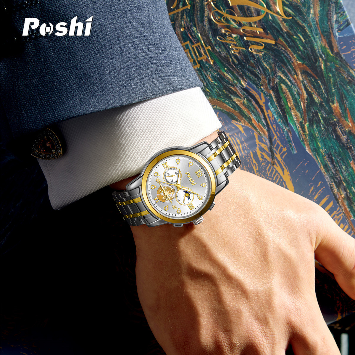 Relojes explosivos transfronterizos Calendario de acero inoxidable para hombres Moda Simple Multifuncional Negocios Casual Reloj de cuarzo Reloj para hombres