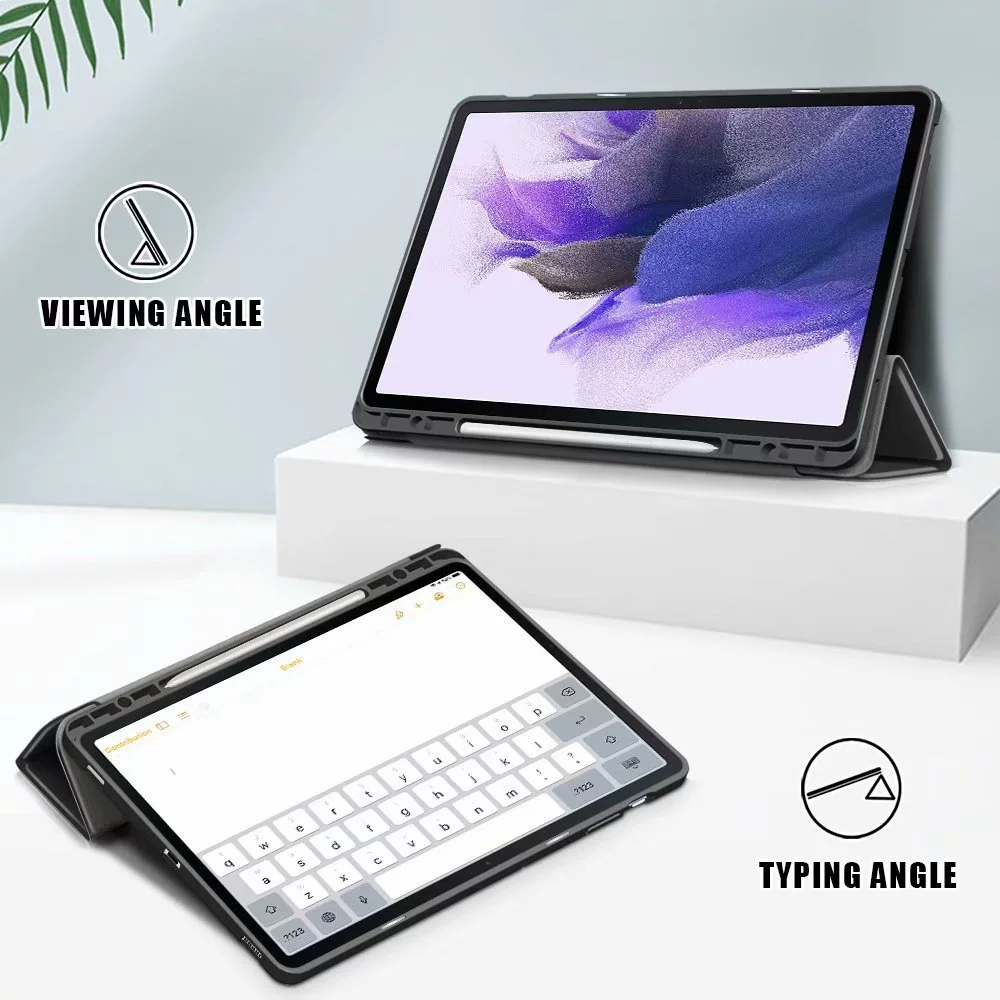 Подходит для Samsung TAB S7Plus трехскладный увлекательный кожаный чехол T870 ручка TPU крепление плоское защитное покрытие P610