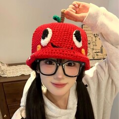 日系可爱搞怪胡萝卜针织帽子女秋冬保暖手工卡通毛线帽护耳套头帽