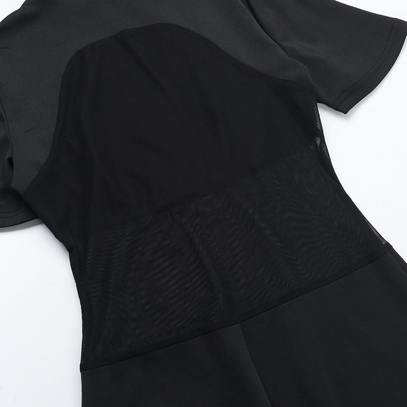 Autumn Socialite Elegant Sexy Mesh Slim Fit Stitching Small Turtleneck Dress Women