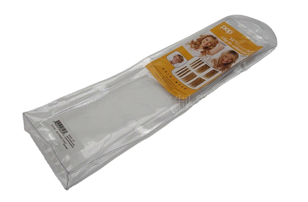 厂家供应 PVC假发包装袋 长条pvc拉链袋 化妆品电压软胶袋