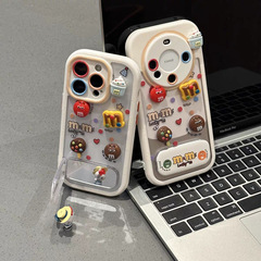 巧克力M豆适用苹果16Promax手机壳iPhone13小米15带支架奶油壳