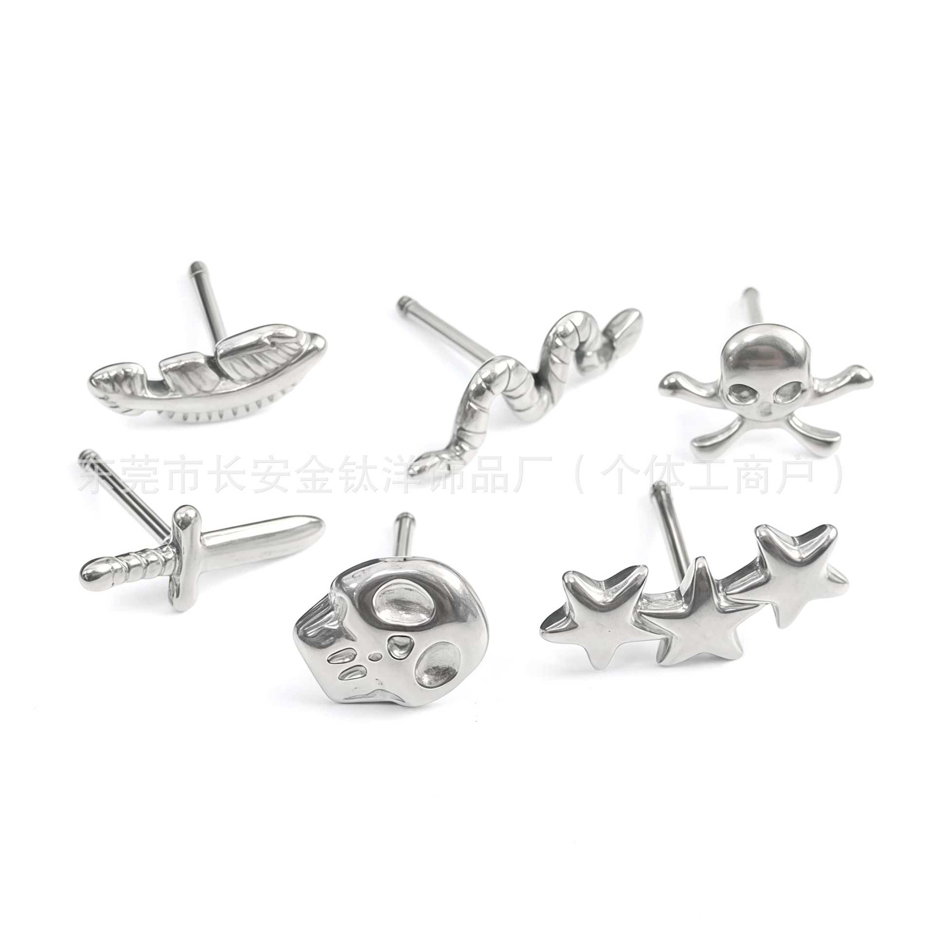 F136 Titanium External Thread Snake Skull Sword 0.8mm Ear Stud Lip Stud Piercing Jewelry detail image 8