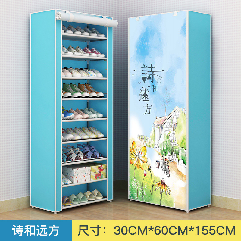 F simple estante de zapatos a prueba de polvo almacenamiento armario de zapatos multicapa pequeño estante de zapatos dormitorio pasillo estante de almacenamiento simple