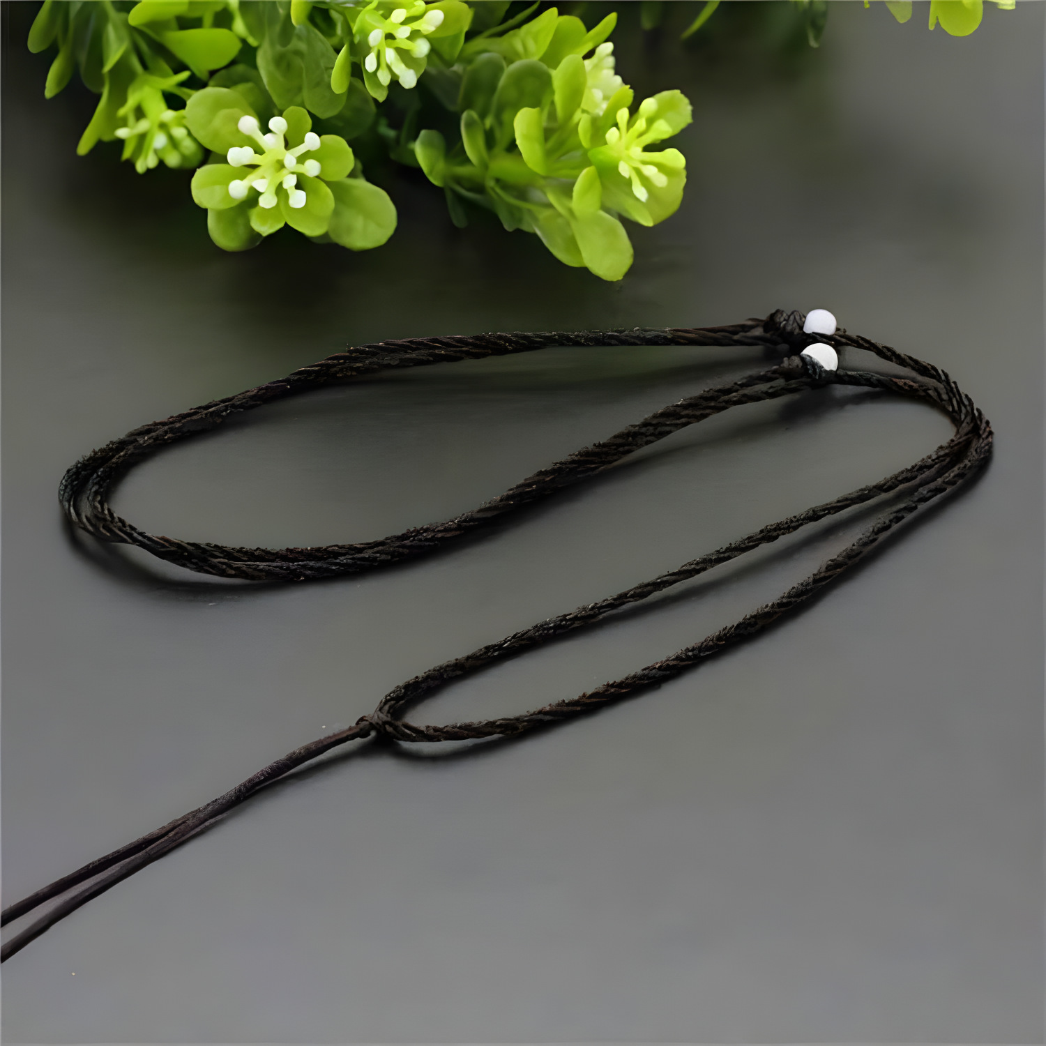 2 beads lanyard coffee string