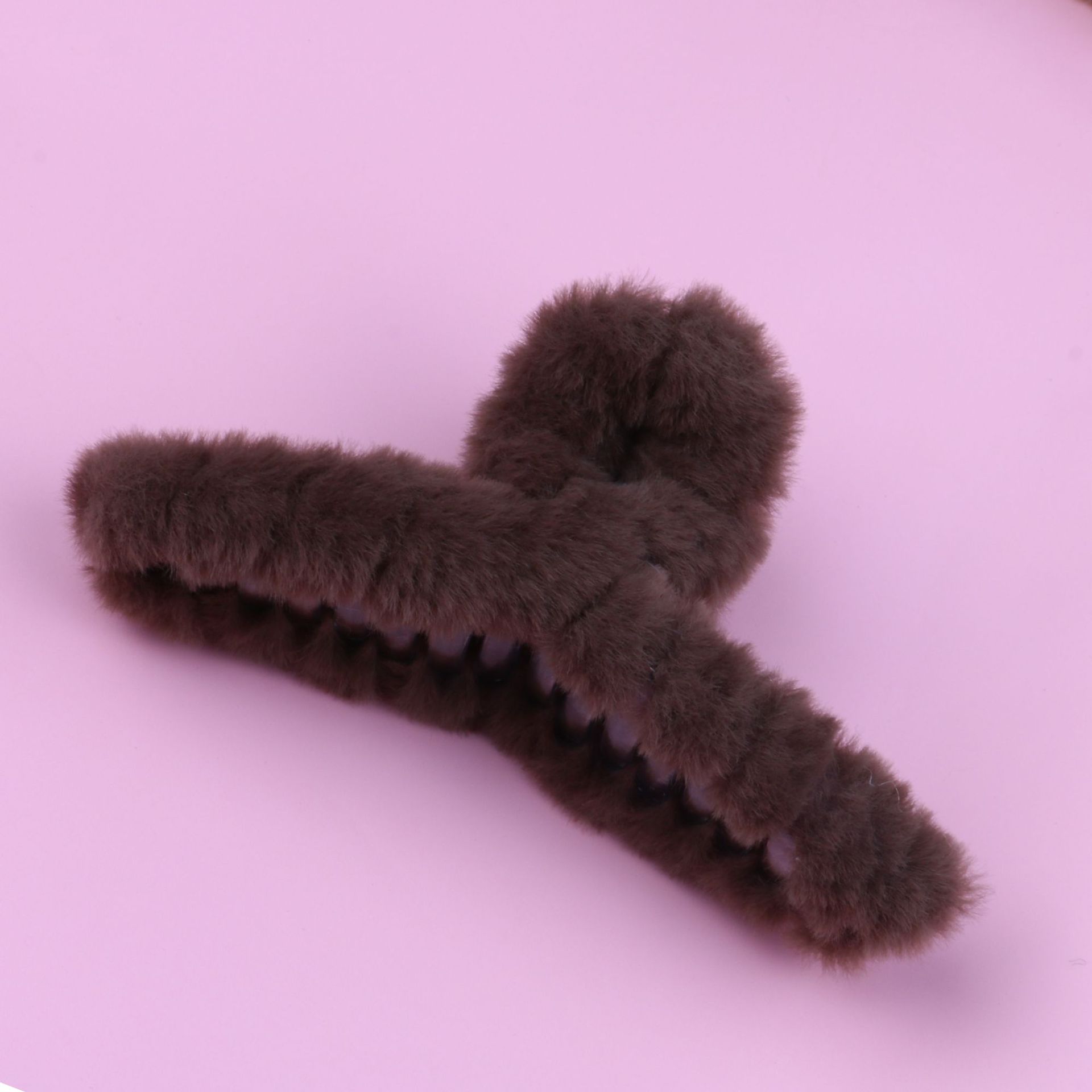 13cm 털 뭉치 집게핀 다크 브라운