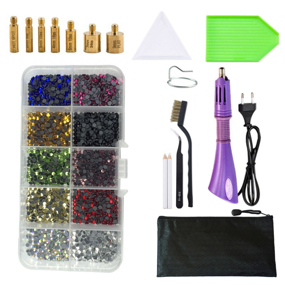 Máquina de perforación en caliente traje DMC fondo plano accesorios de herramientas de perforación en caliente pinzas Punto de ropa pluma de perforación bolsa de almacenamiento transfronterizo Amazon