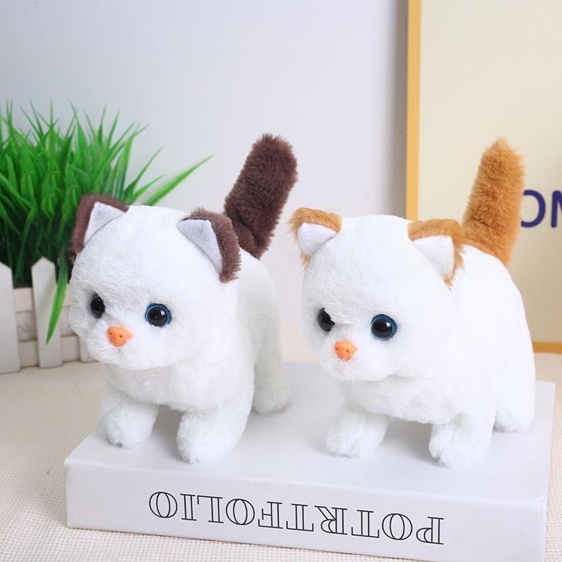跨境电动毛绒玩具仿真小猫会走会叫电子宠物摆摊生日礼物配件代发|undefined