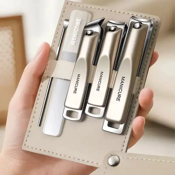 【New Simple Design】Stainless Steel Nail Clippers Anti-Splash Nail Clipper Set of Five for Home Use, Slant-Edge Nail Clippers