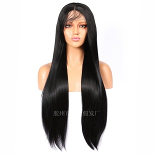 Wig European and American Women's Wig Long Straight Front Lace Chemical Fiber Women's Wig Headgear T Lace wigs Wig