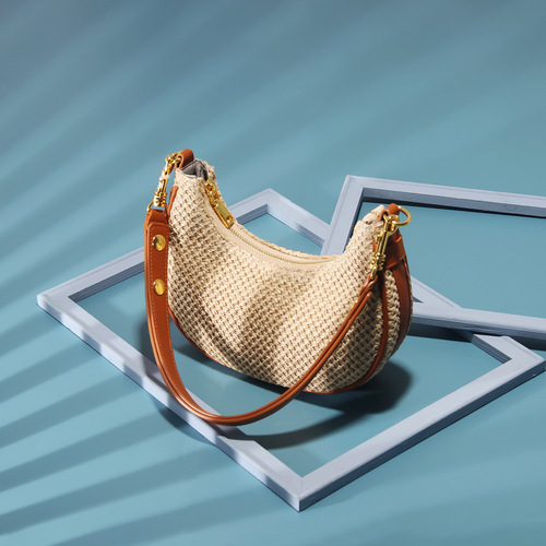 Summer New Model Grass Moon Bag  Korean Style Versatile Single Shoulder Underarm Bag for Women, Unique Crossbody Bag, Drop Ship One Piece