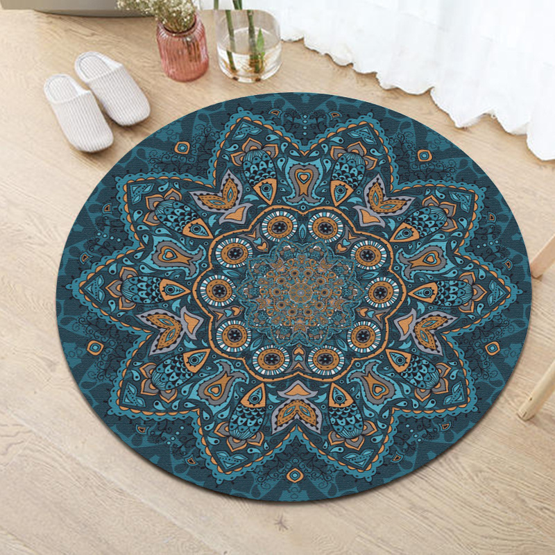 Vintage Nordischer Boho Teppich Rund Aus Samt Für Wohnzimmer_voghion.com