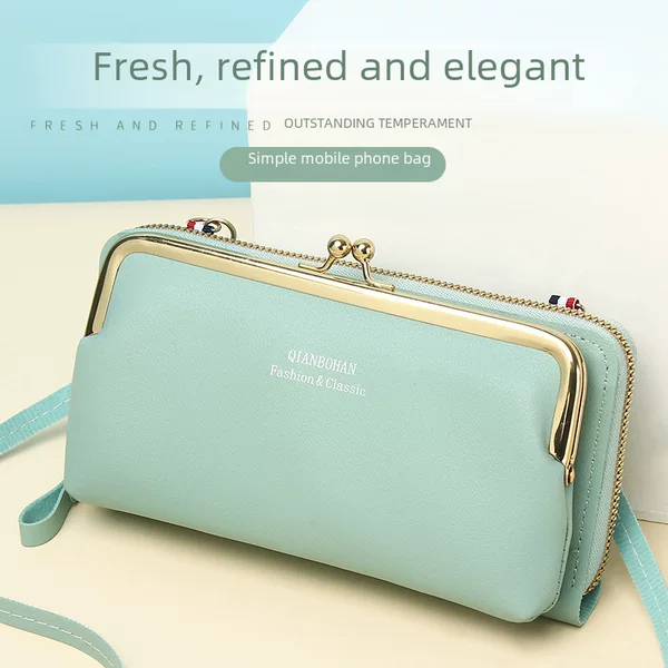 Factory Direct Sale Women's Single-Shoulder Crossbody Mini Bag Korean Style Solid Color Simple Horizontal Mobile Phone Bag Zipper Wallet