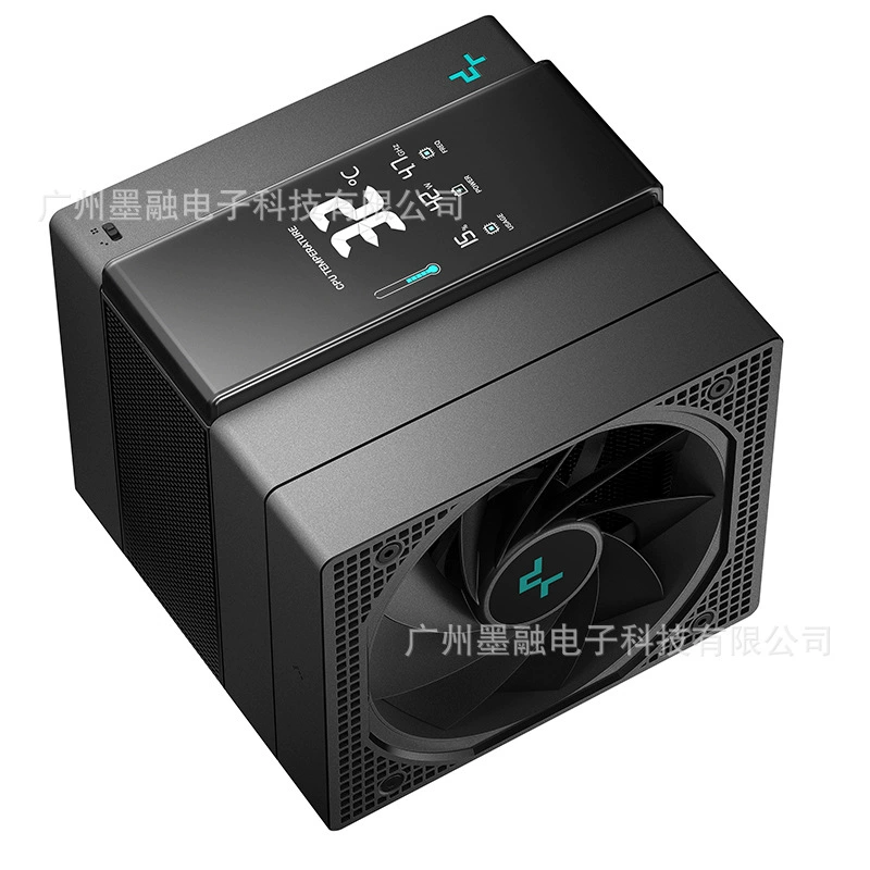 Радиатор Jiuzhou Fengshen Assassin 4 VC с цифровым дисплеем, полностью черный, двойной вентилятор, управление температурой, бесшумный для CPU компьютера