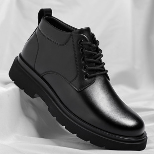 Martin shoes men's 2024 autumn and winter fleece-lined padded increased casual boots warm black tooling boots a generation of hair