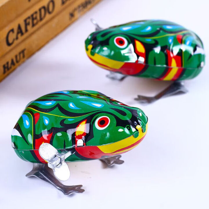 Metal Frog Toy Small Frog Toy Children's Gift Wind-Up Jumping Frog Animal Bounce 80S Nostalgia