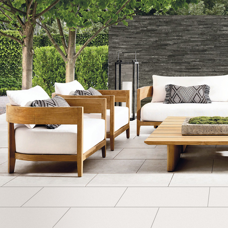 Conjunto de sofás de teca para exteriores, para patio, jardín, balcón, muebles impermeables y resistentes al sol, para hotel, villa, terraza, mesa de centro de madera maciza
