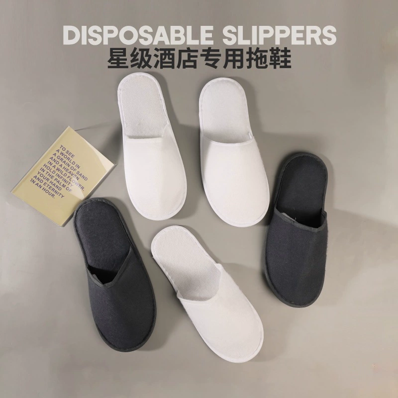 Всесезонные одноразовые тапочки для гостиниц B&B, нескользящие тапочки из нетканого материала на толстой подошве с плюшевым носком и половиной носка