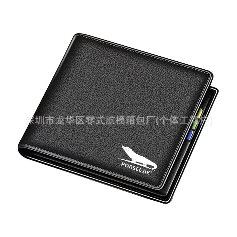 Cartera con estampado de cocodrilo Cartera para hombre Nuevo clip de dinero duradero Estilo corto Moda negocios Cartera de múltiples tarjetas Clásico