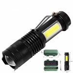 跨境新款SK68USB充电强光迷你手电筒 内置电池USB充电变焦手电筒