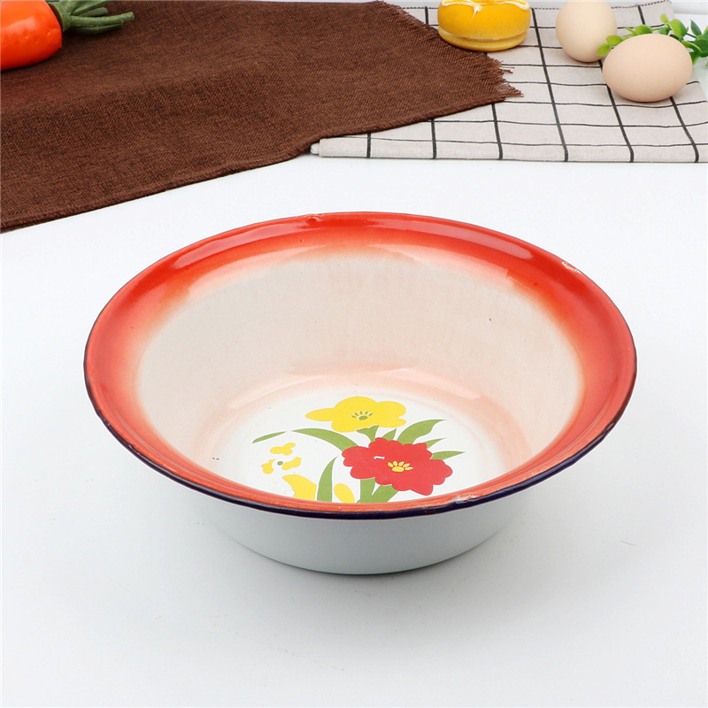 Clásico nostálgico esmalte cuenca profunda cuenca plana cuenca multipropósito esmalte cuenca de esmalte cuenca de sopa cuenca de sopa cuenca de mezcla cuenca profunda