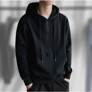 New Autumn and Winter Hooded Sweatshirt Men's Sports Loose Solid Color Terry Autumn and Winter Class Uniform Wholesale Sweatshirt