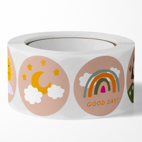 500 pieces/roll round cartoon retro stickers for sealed packaging decoration DIY handbag cute girl stickers