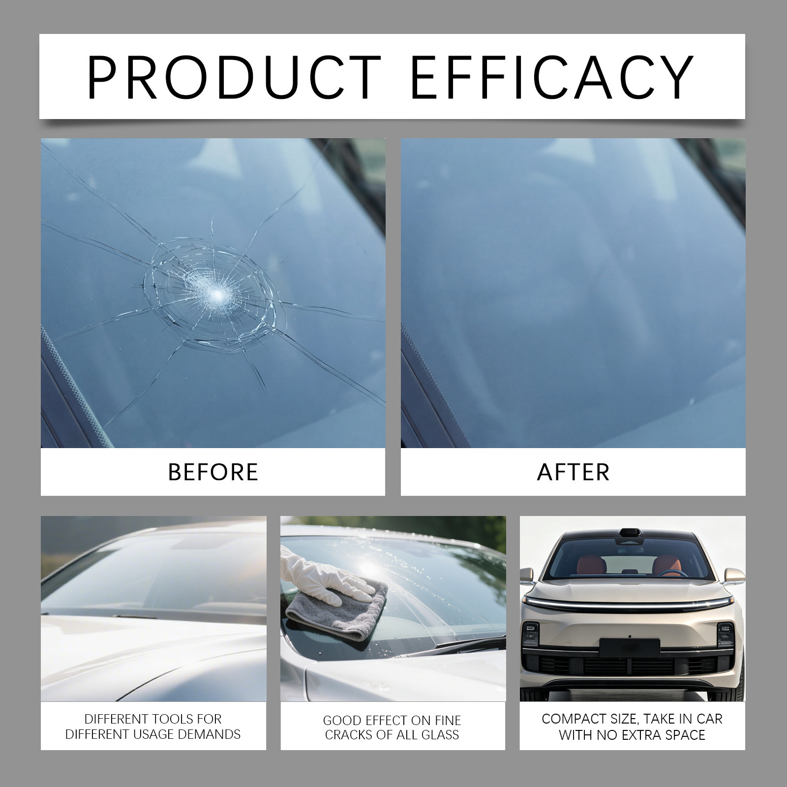 Rayhong Windshield Care Kit Car Windshield Repair Clear Vision Daily Care