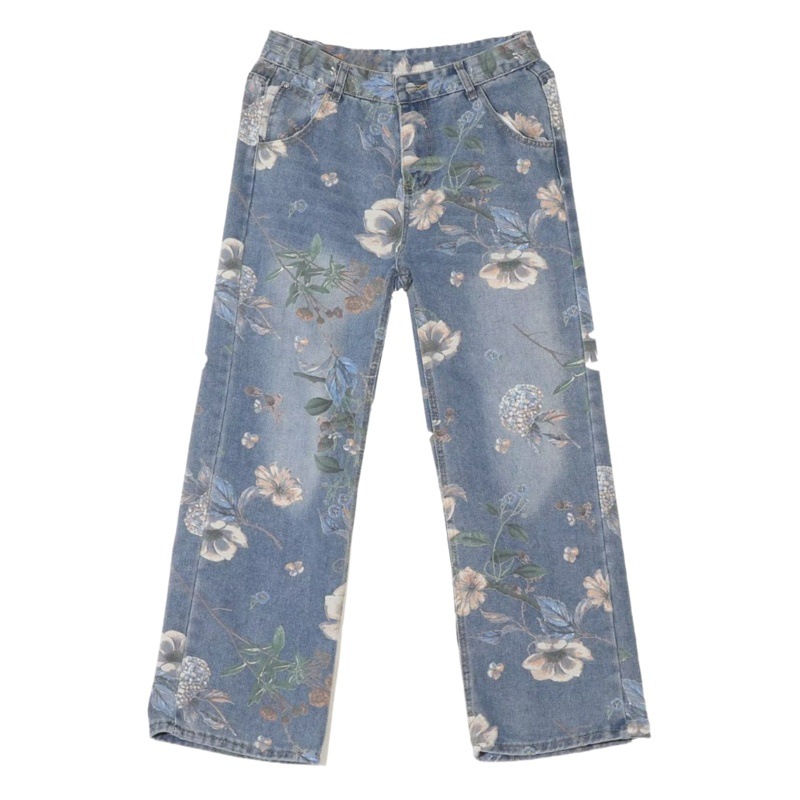 American High Street washed jeans hombres de diseño sentido nicho marca moda retro calle hip hop casual pierna ancha Pantalones