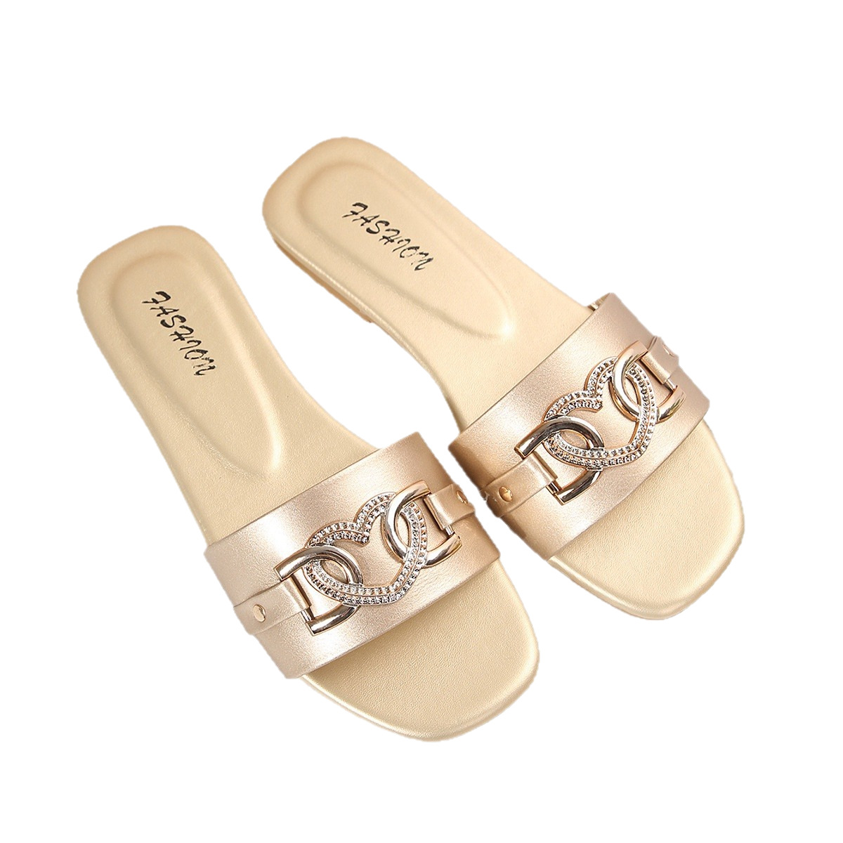 Sandalias Planas de Punta Cuadrada para Mujer de Cuero Sintético y Caucho, Ligero, Resistente al Desgaste, para Uso Casual image 6