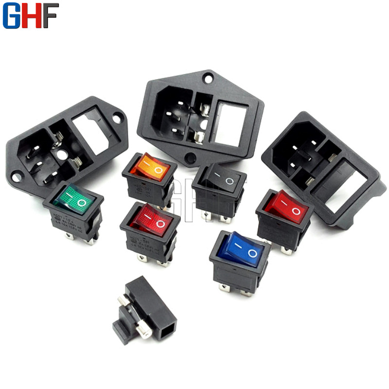 AC电源插座 三合一品字插座 带开关保险丝AC插座 AC-01 C14插座