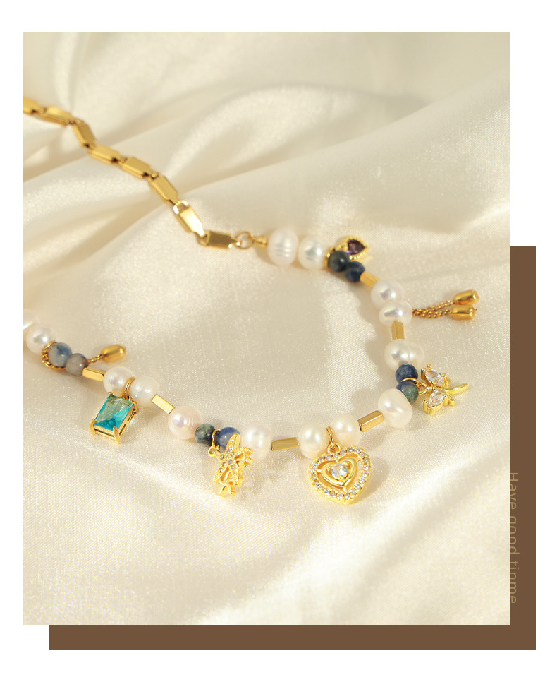 Vacuum Plating Gold Plating Process 18K Gold Plated Plating Material 304 Stainless Steel, Copper Pendant Material Casual Simple Style Geometric Freshwater Pearl Titanium Steel Copper 18K Gold Plated Zircon Choker In Bulk