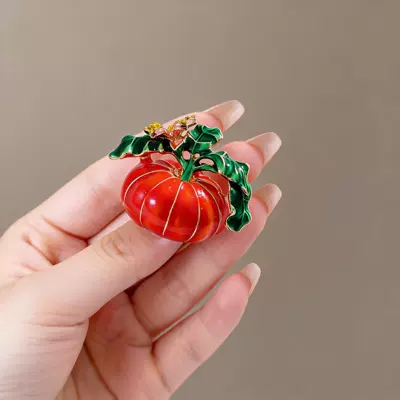 Pumpkin-Themed Brooch with Exquisite Enamel Painting, High-End and Elegant Halloween Accessory with Creative Holiday Flair (Yaxa sancaqları) - orange-pumpkin-size-363-weight-14g