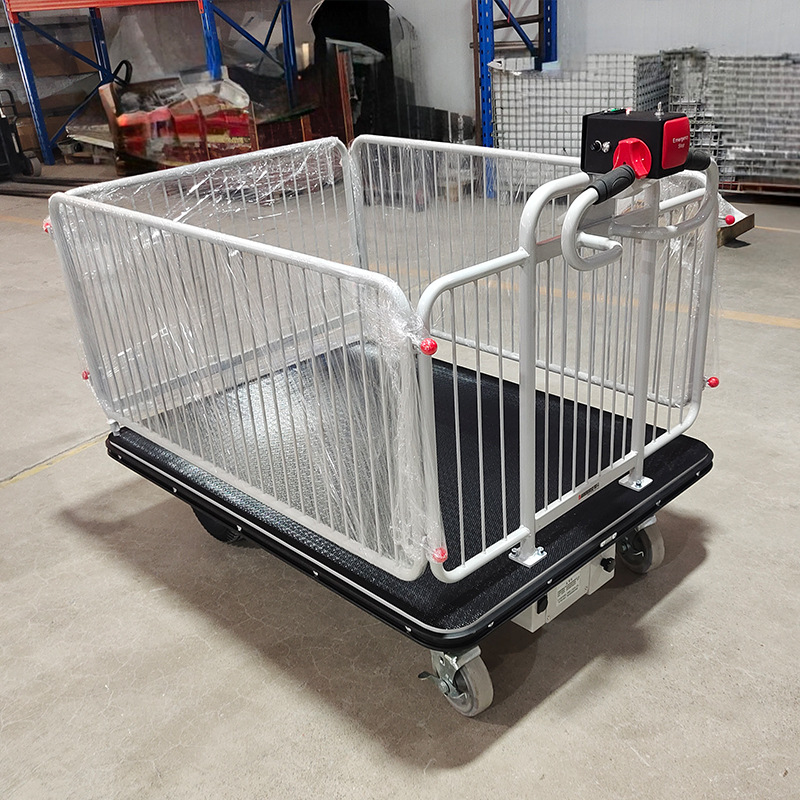 C400D厂家直销带护栏固定把手加大搬运车平板车电动手推车
