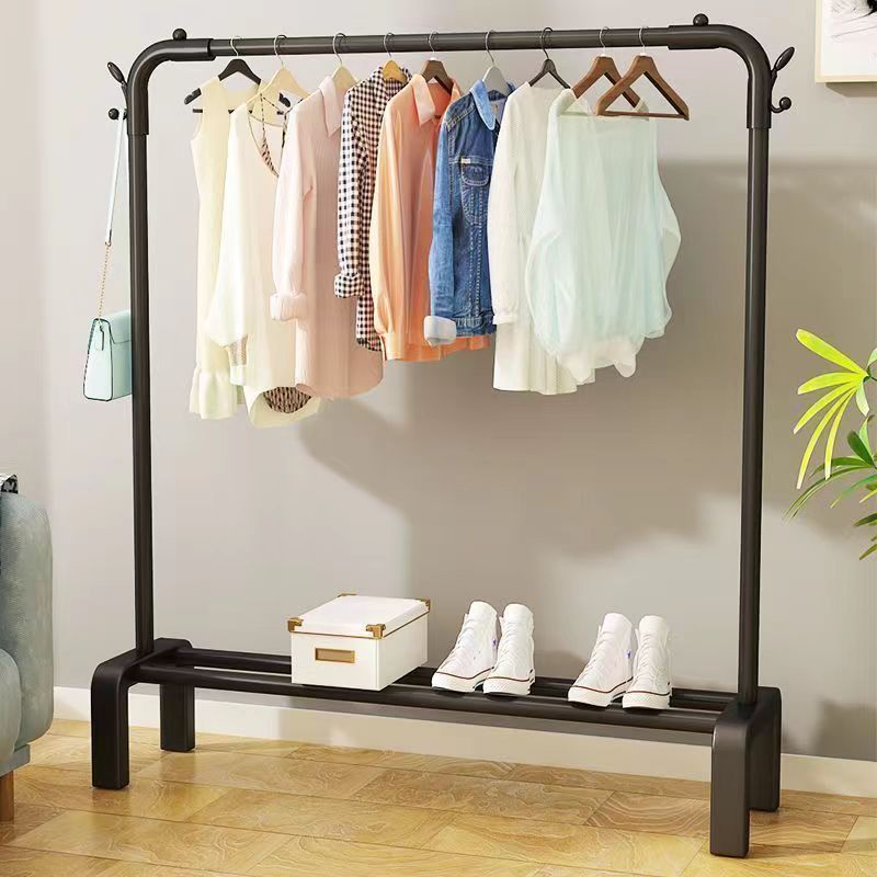 Perchas de doble poste aterrizan perchas domésticas verticales estantes de ropa de dormitorio estantes de ropa de dormitorio de estudiantes estantes de ropa de balcón tendederos image 3