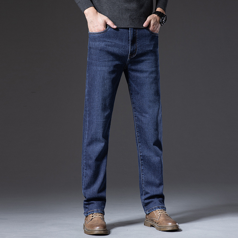 Pantalones vaqueros de cintura alta para niños de negocios ligeramente elásticos simples pantalones casuales del todo fósforo 2023 otoño e invierno nuevos pantalones rectos