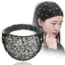 时尚珍珠镂空发带宽边透气遮白发碎发头套洗脸化妆束发带现货批发