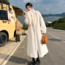 大衣女秋冬年新款加厚水貂绒中长款皮毛一体环保皮草毛毛外套