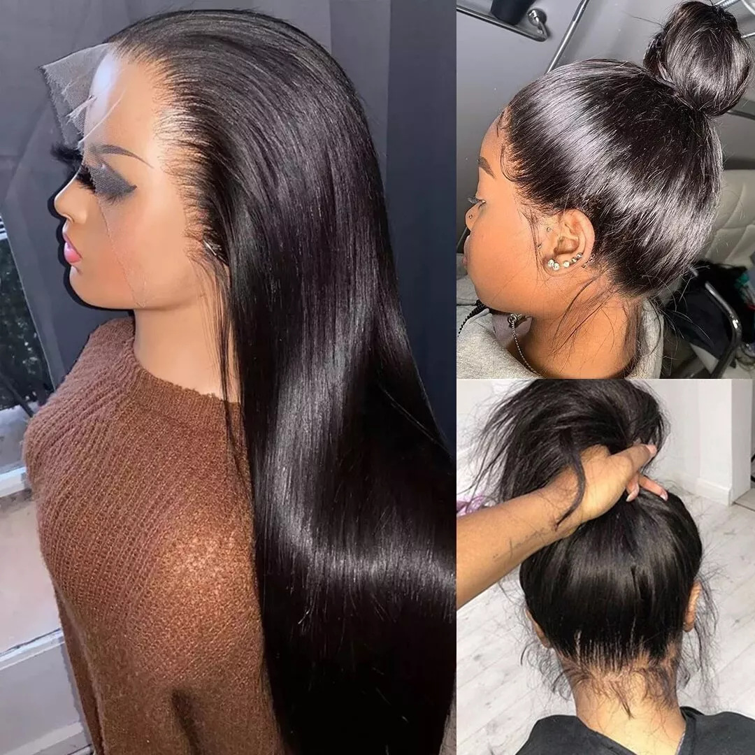 Straight Hair, Long Straight Hair Wig Hairstyle Real Hair Hair Material Homogeneous and Oblique Bangs Types European And American Style Wig 360 Full Lace Human Hair Wig Human Hair Wig Lace Hood