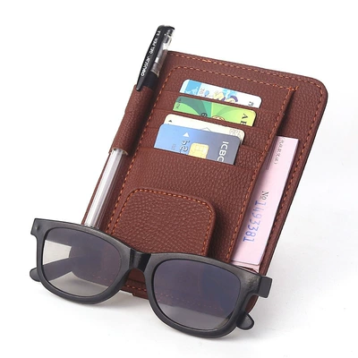 Multifunctional Microfiber Leather Card Holder | Car Glasses Clip/Bill Clip