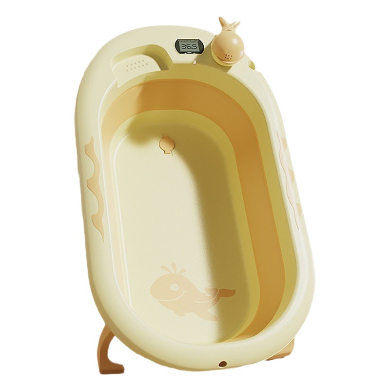 Temperature-sensitive baby bath tub children's large bath bucket newborn baby sitting and lying baby household foldable bathtub