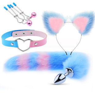 Fun Ear Hairpin Posterior Anal Plug Women's Equipment Sex Products sm Metal Fun Set Fox Tail Four-piece Set