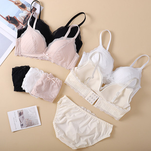 No Rings Lace Bra Set Small Chest Push-up Bra Japanese Style Sexy Push-up Beautiful Back Underwear Set