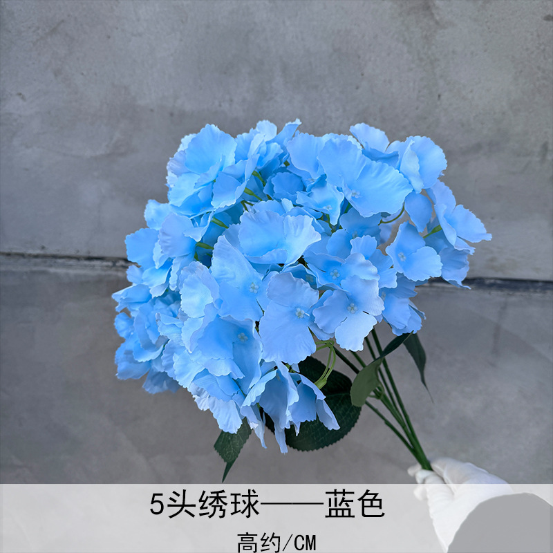 Simulación de racimo de 5 cabezas hortensias flores artificiales boda hotel decoración fondo del hogar
