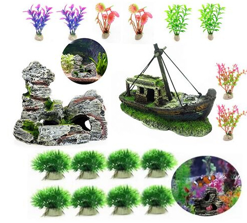 Acuario paisaje decoración simulación plantas acuáticas simulación planta decoración pecera plástico plantas acuáticas 8 plantas acuáticas mixtas traje