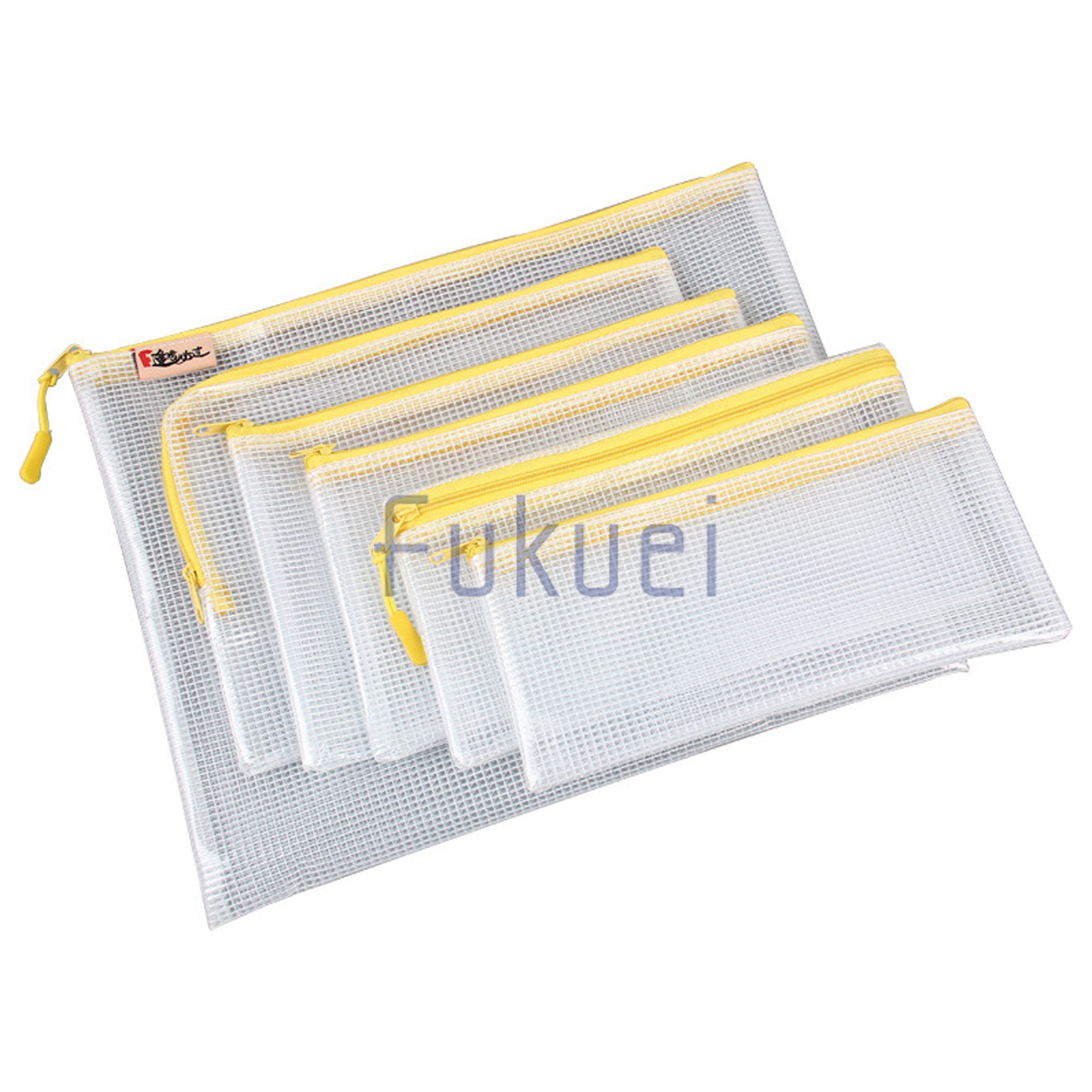 Bolsa de archivo de tela de malla de PVC japonés cremallera caja de lápiz transparente bolsa de almacenamiento bolsa personalizable LOGO