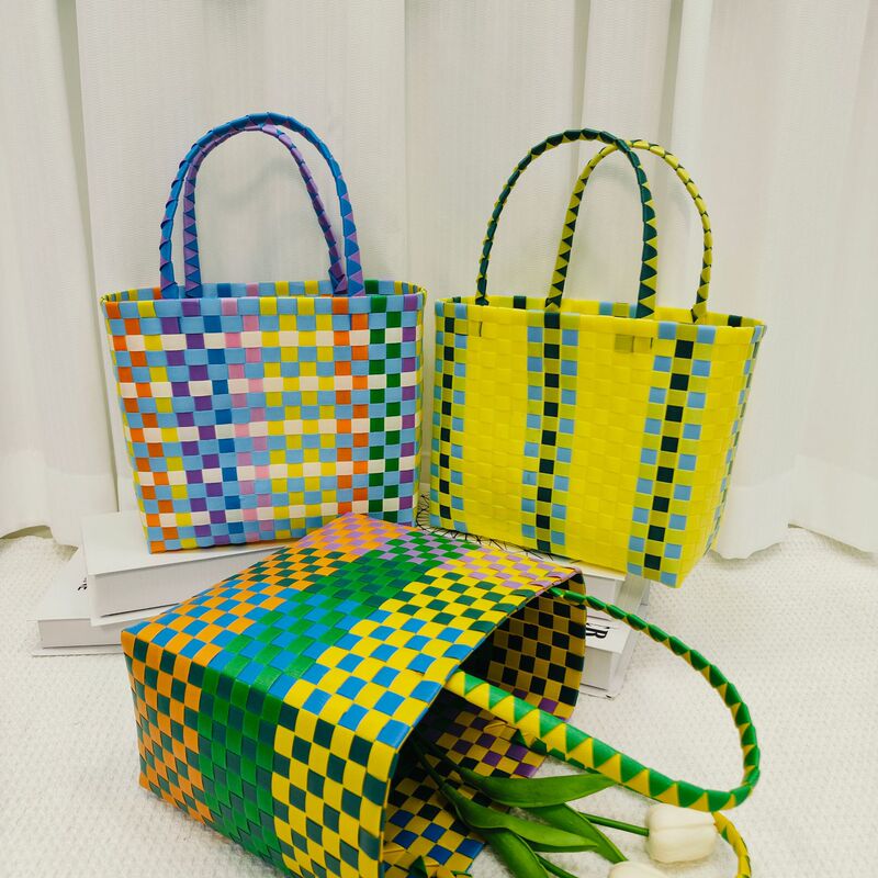 All-Match Beach Bag Food Basket Hand Bag Square Bag Large Capacity Hand Handbag Woven Bag Tote Bag Women All-Match Beach Bag Food Basket Hand Bag Square Bag Large Capacity Hand Handbag Woven Bag Tote Bag Women