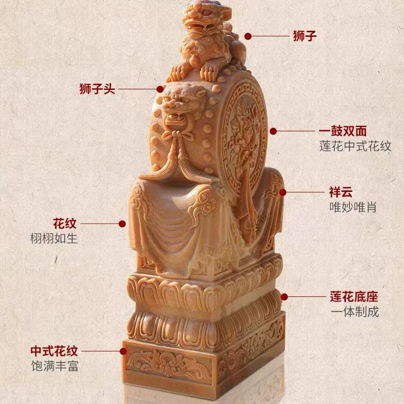 [石雕门墩抱鼓石 一对 家用庭院别墅 镇宅 汉白玉 狮子 麒麟 门鼓石 鼓摆件]